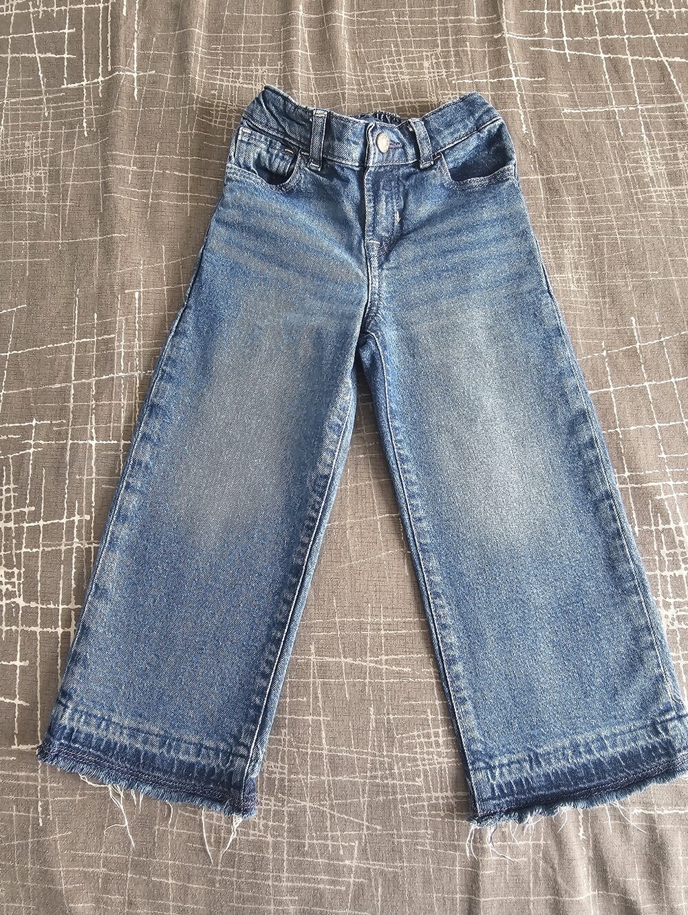 GAP Girls Blue Wide-Leg Jeans with Frayed Hems, 4T